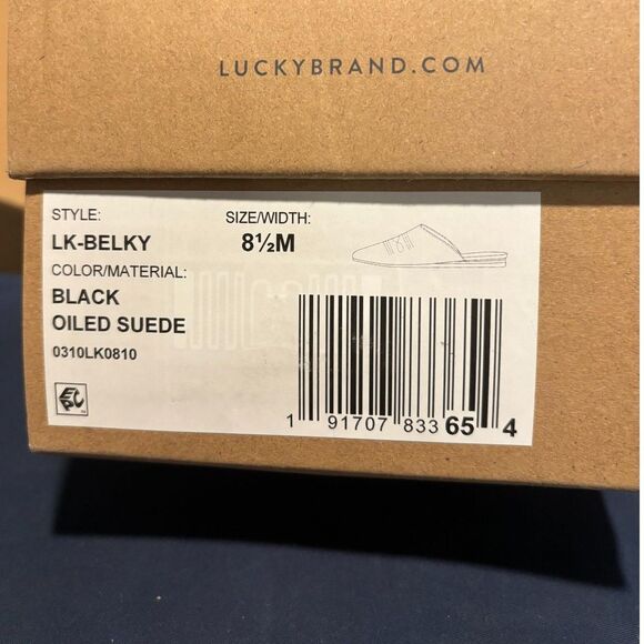 Lucky Brand / Belky Black Oiled Suede Slip On Mules / Boho Shoes - Picture 4 of 5